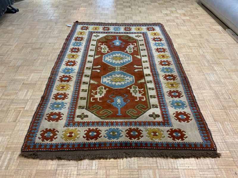 VINTAGE 5ft. x 8ft. TRANSITIONAL KAZAK