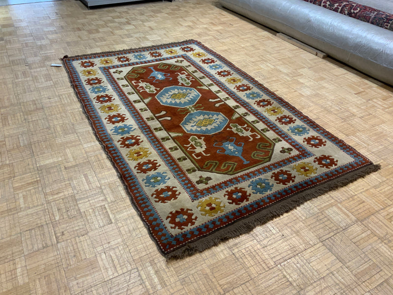 VINTAGE 5ft. x 8ft. TRANSITIONAL KAZAK