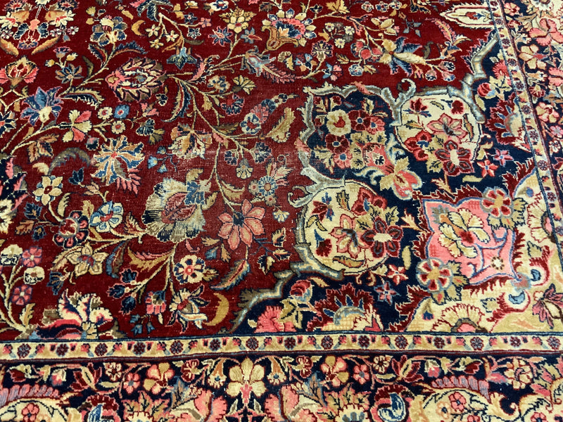 ANTIQUE 10ft. x 14ft. FLORAL KERMAN - David Tiftickjian & Sons