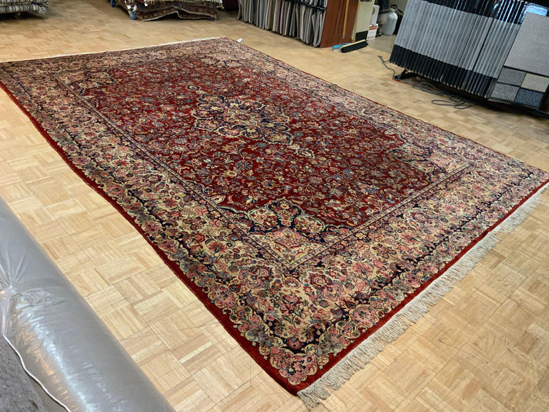 ANTIQUE 10ft. x 14ft. FLORAL KERMAN - David Tiftickjian & Sons
