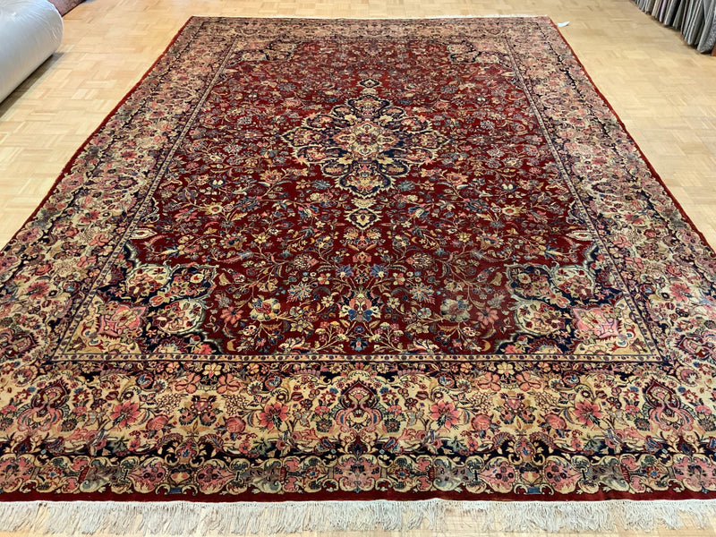 ANTIQUE 10ft. x 14ft. FLORAL KERMAN - David Tiftickjian & Sons