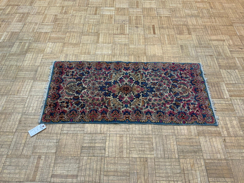 ANTIQUE 2ft. x 4ft. FLORAL KERMAN - David Tiftickjian & Sons