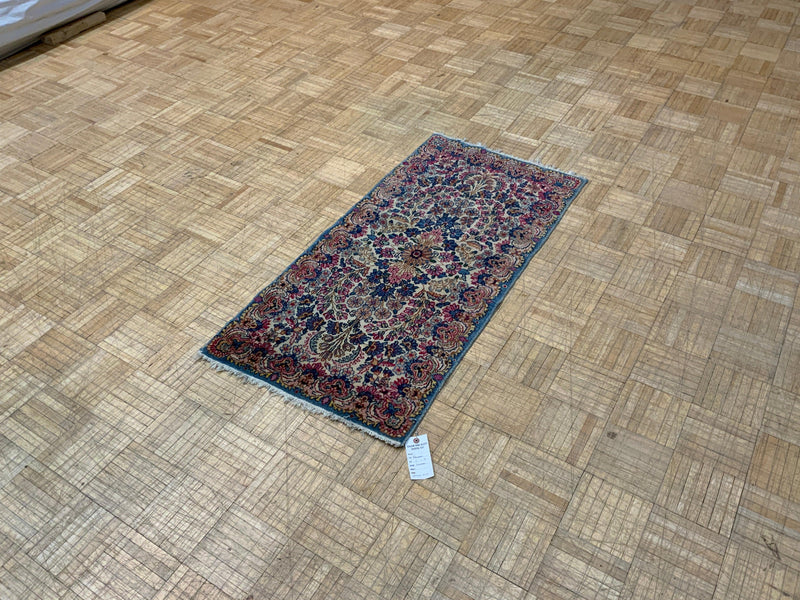ANTIQUE 2ft. x 4ft. FLORAL KERMAN - David Tiftickjian & Sons