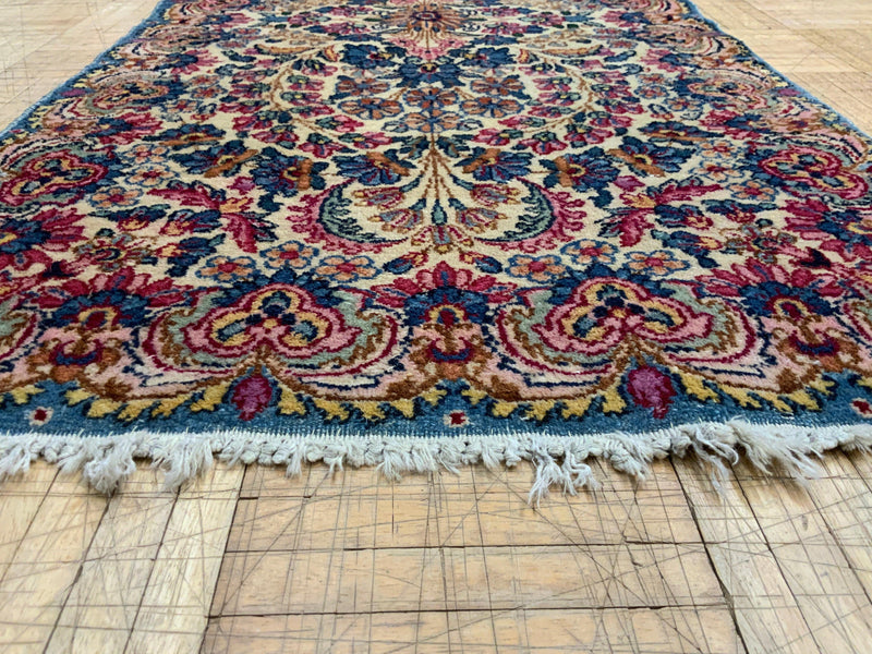 ANTIQUE 2ft. x 4ft. FLORAL KERMAN - David Tiftickjian & Sons