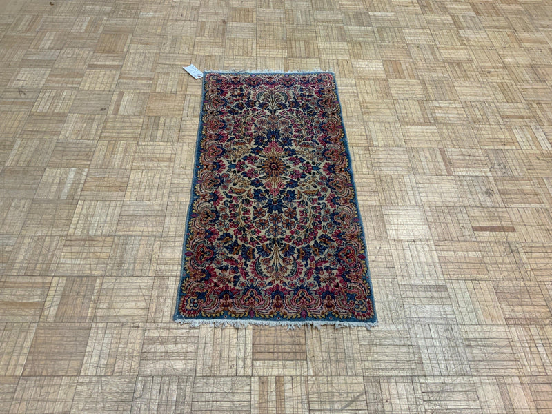 ANTIQUE 2ft. x 4ft. FLORAL KERMAN - David Tiftickjian & Sons