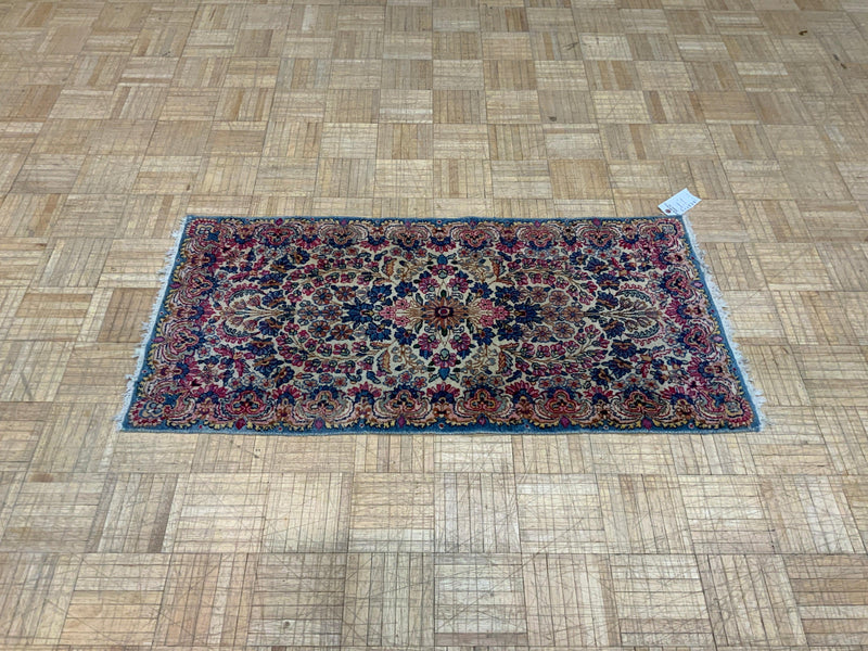 ANTIQUE 2ft. x 4ft. FLORAL KERMAN - David Tiftickjian & Sons