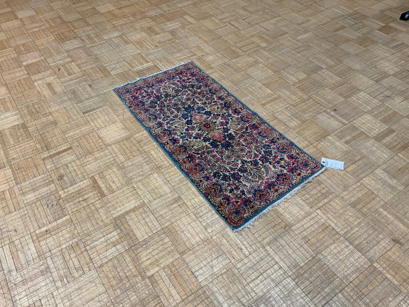 ANTIQUE 2ft. x 4ft. FLORAL KERMAN - David Tiftickjian & Sons
