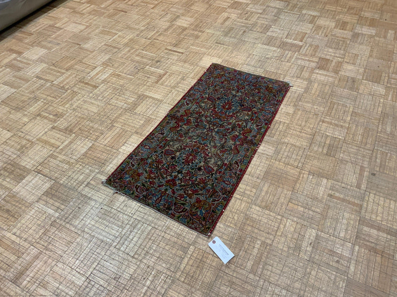 ANTIQUE 2ft. x 4ft. FLORAL LAVAR KERMAN - David Tiftickjian & Sons