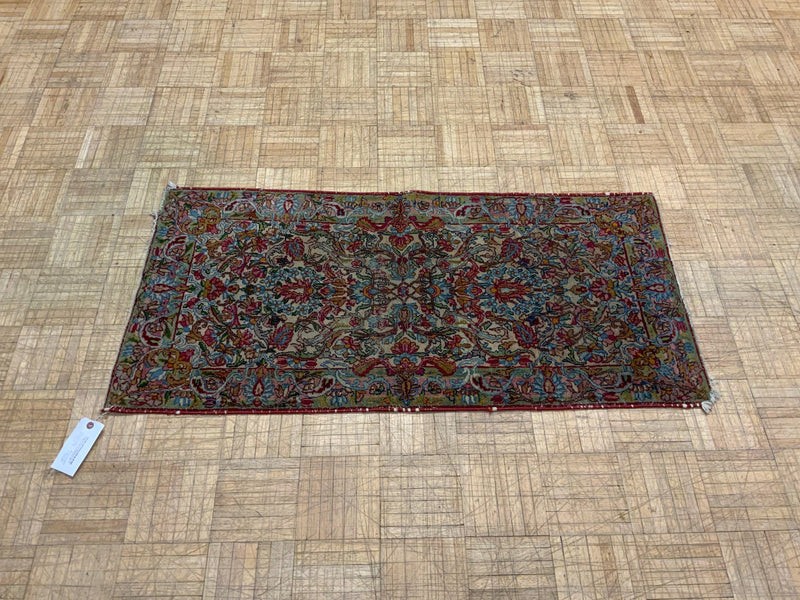 ANTIQUE 2ft. x 4ft. FLORAL LAVAR KERMAN - David Tiftickjian & Sons