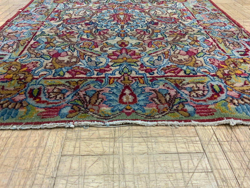 ANTIQUE 2ft. x 4ft. FLORAL LAVAR KERMAN - David Tiftickjian & Sons