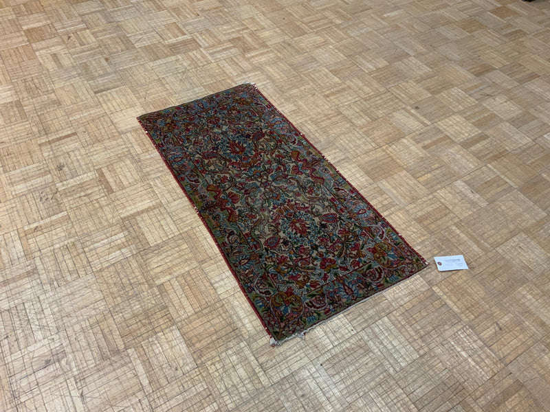 ANTIQUE 2ft. x 4ft. FLORAL LAVAR KERMAN - David Tiftickjian & Sons