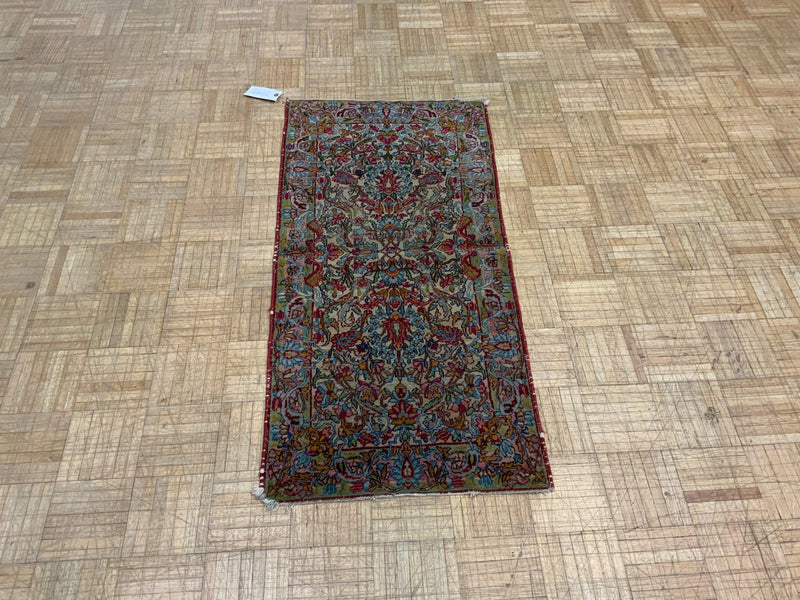 ANTIQUE 2ft. x 4ft. FLORAL LAVAR KERMAN - David Tiftickjian & Sons
