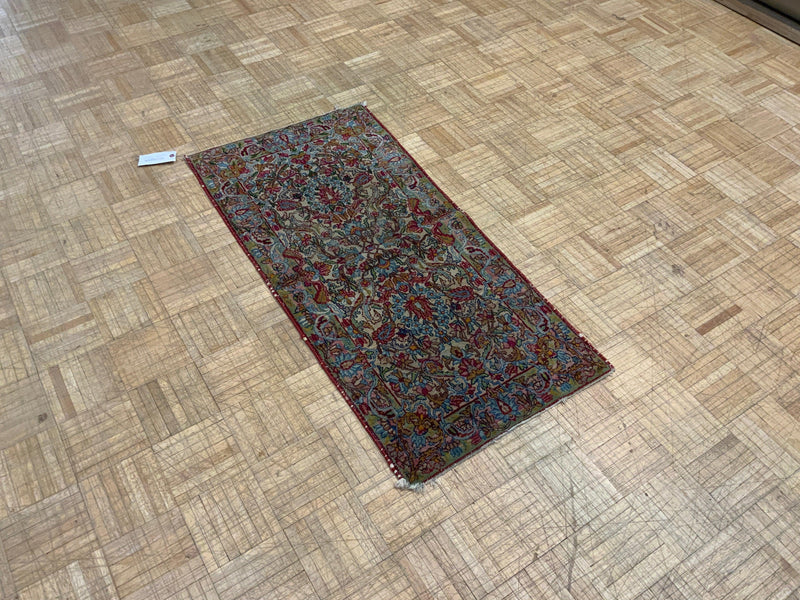 ANTIQUE 2ft. x 4ft. FLORAL LAVAR KERMAN - David Tiftickjian & Sons