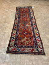 ANTIQUE 3ft. x 9ft. GEOMETRIC KAZAK - David Tiftickjian & Sons