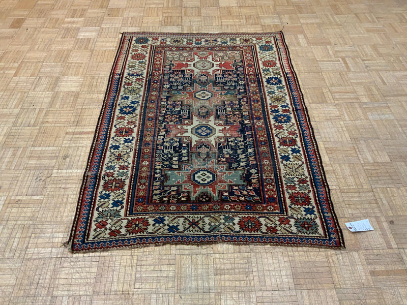 ANTIQUE 4ft. x 5ft. TRANSITIONAL KAZAK - David Tiftickjian & Sons