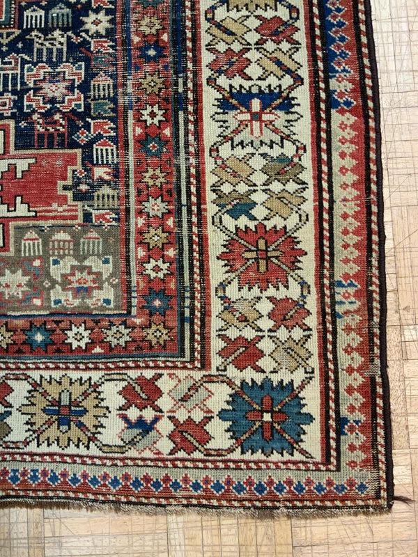 ANTIQUE 4ft. x 5ft. TRANSITIONAL KAZAK - David Tiftickjian & Sons