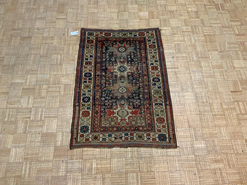 ANTIQUE 4ft. x 5ft. TRANSITIONAL KAZAK - David Tiftickjian & Sons