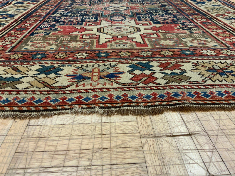 ANTIQUE 4ft. x 5ft. TRANSITIONAL KAZAK - David Tiftickjian & Sons