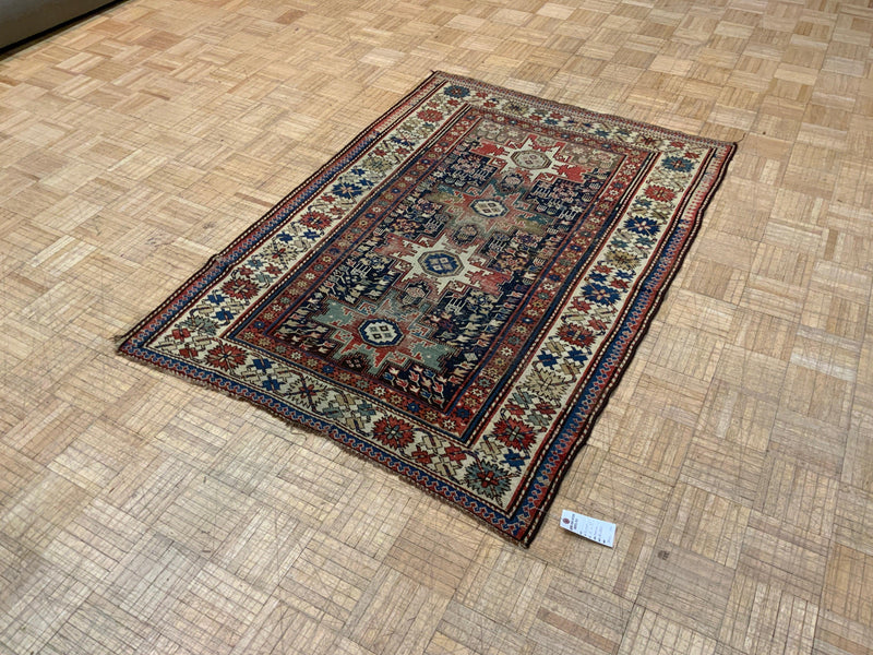 ANTIQUE 4ft. x 5ft. TRANSITIONAL KAZAK - David Tiftickjian & Sons