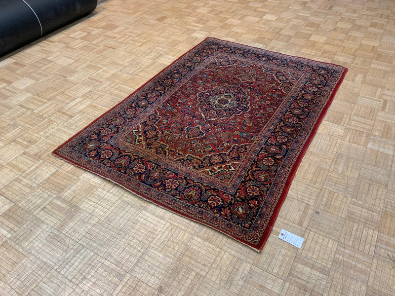 ANTIQUE 4ft. x 6ft. TRADITIONAL KASHAN - David Tiftickjian & Sons