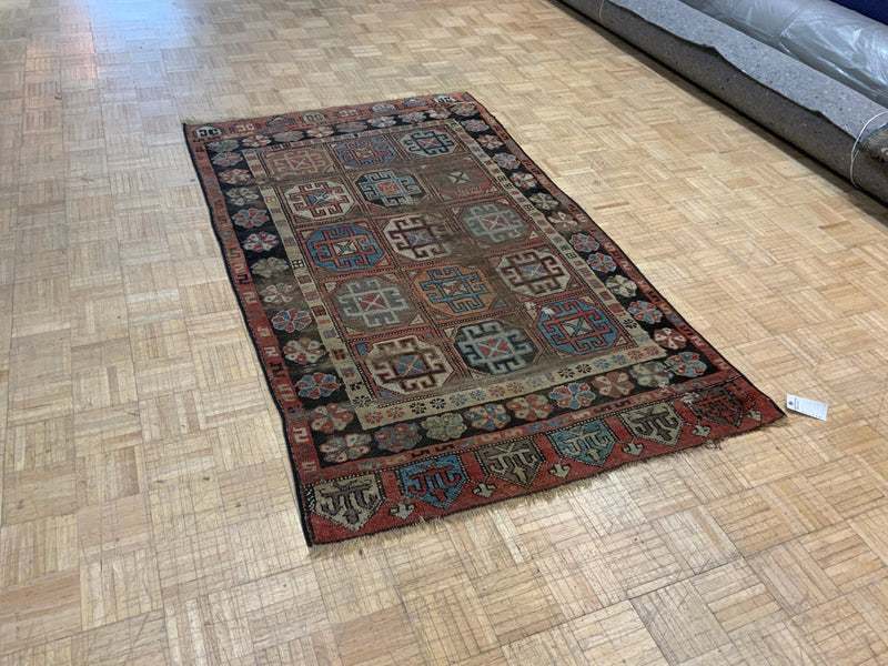 ANTIQUE 4ft. x 7ft. GEOMETRIC KAZAK - David Tiftickjian & Sons