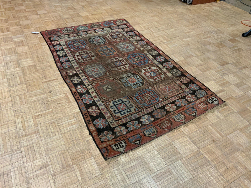 ANTIQUE 4ft. x 7ft. GEOMETRIC KAZAK - David Tiftickjian & Sons