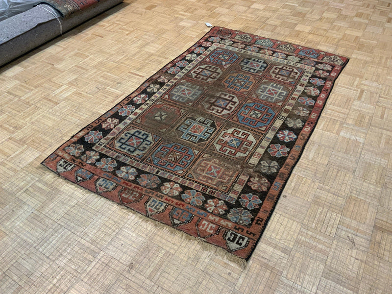 ANTIQUE 4ft. x 7ft. GEOMETRIC KAZAK - David Tiftickjian & Sons