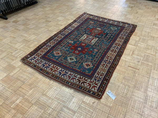 ANTIQUE 4ft. x 7ft. TRANSITIONAL KAZAK - David Tiftickjian & Sons