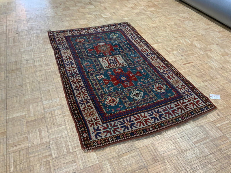 ANTIQUE 4ft. x 7ft. TRANSITIONAL KAZAK - David Tiftickjian & Sons