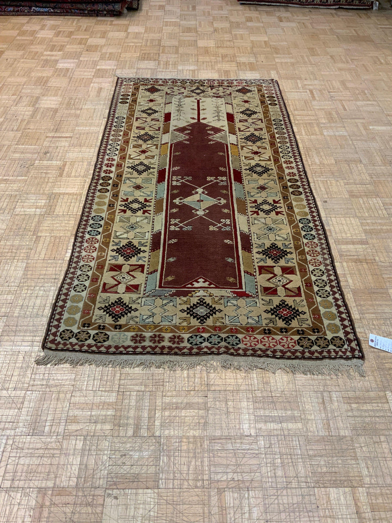 ANTIQUE 4ft. x 7ft. TRANSITIONAL PRAYER RUG - David Tiftickjian & Sons