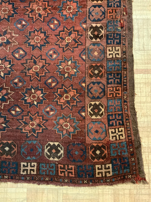 ANTIQUE 5ft. x 5ft. GEOMETRIC BOKARA - David Tiftickjian & Sons