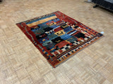 ANTIQUE 5ft. x 6ft. MODERN GABBEH - David Tiftickjian & Sons