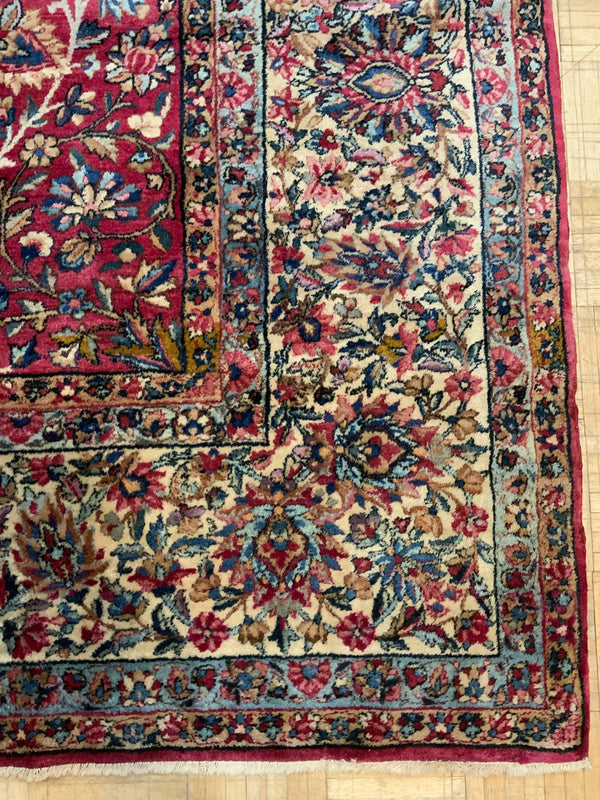 ANTIQUE 9ft. x 13ft. FLORAL KERMAN - David Tiftickjian & Sons