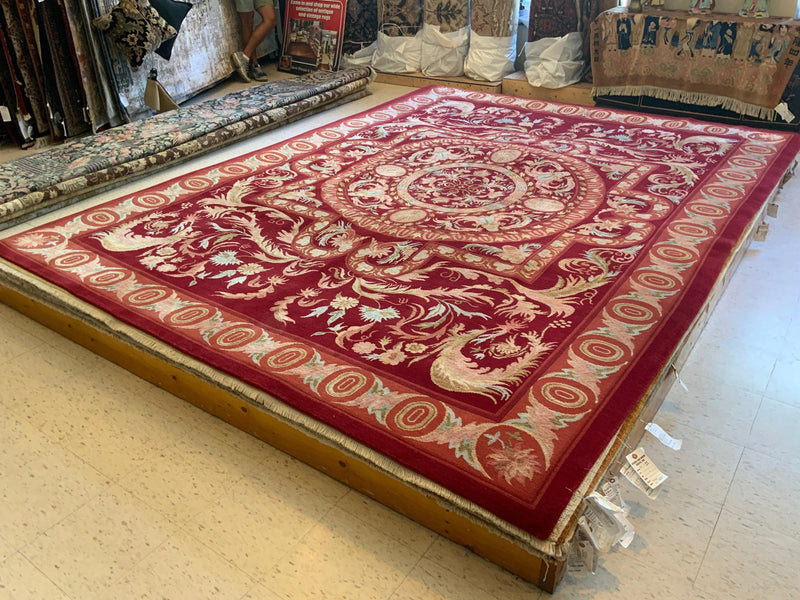 HIGH-END 9ft. x 12ft. FLORAL AUBUSSON - David Tiftickjian & Sons