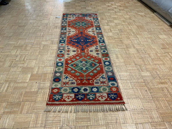 LIKE NEW 3ft. x 9ft. TRANSITIONAL KAZAK - David Tiftickjian & Sons