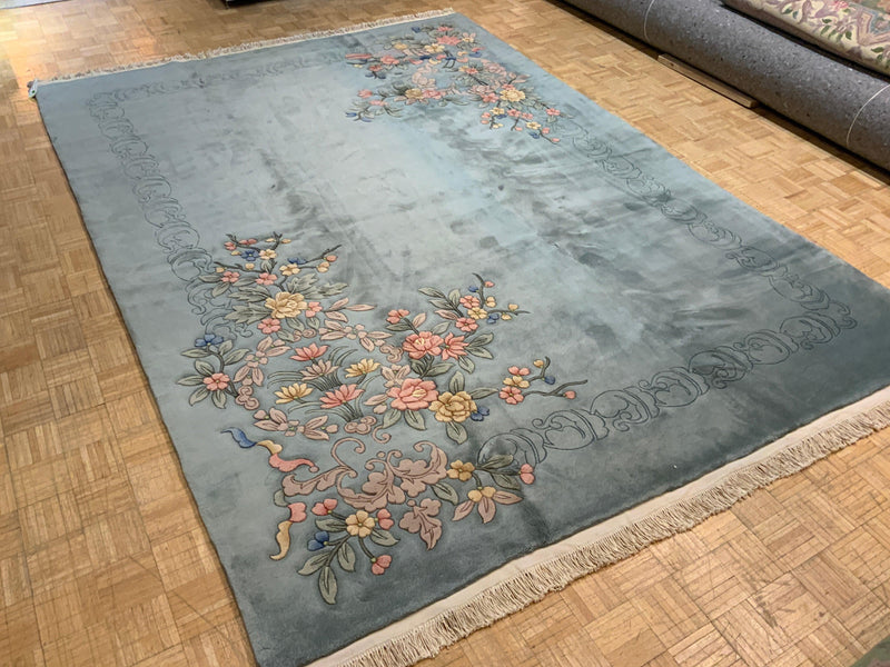 LIKE NEW 9ft. x 12ft. FLORAL FLORAL - David Tiftickjian & Sons