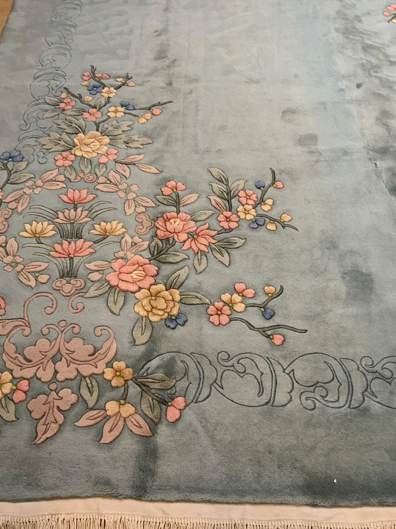 LIKE NEW 9ft. x 12ft. FLORAL FLORAL - David Tiftickjian & Sons