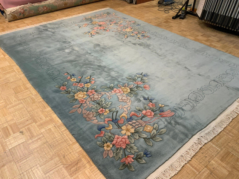 LIKE NEW 9ft. x 12ft. FLORAL FLORAL - David Tiftickjian & Sons