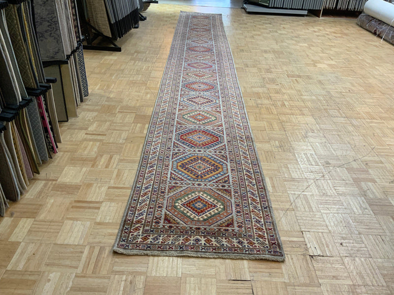 NEW 3ft. x 19ft. GEOMETRIC KAZAK - David Tiftickjian & Sons