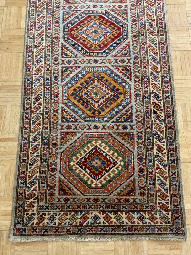 NEW 3ft. x 19ft. GEOMETRIC KAZAK - David Tiftickjian & Sons