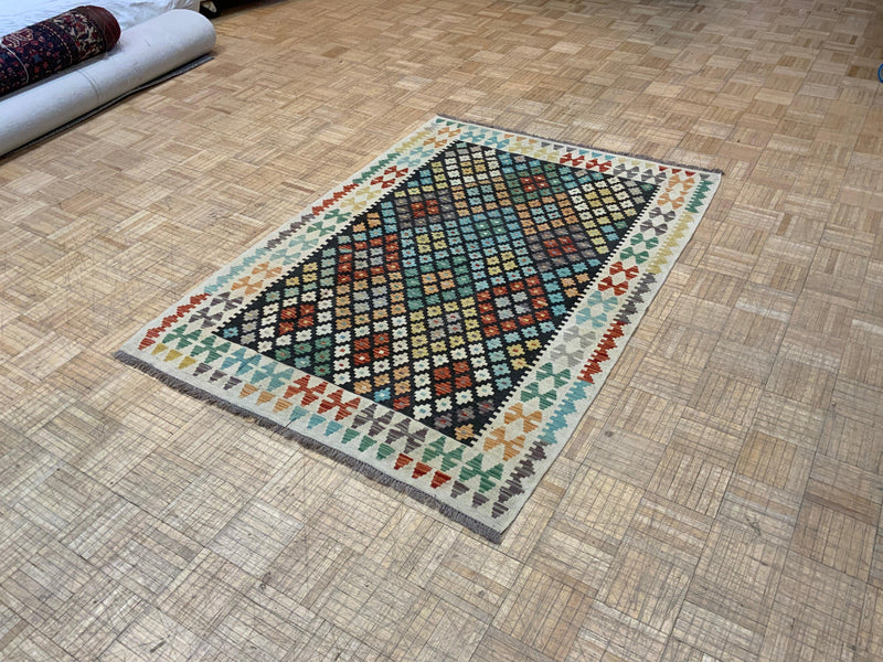 NEW 4ft. x 6ft. GEOMETRIC KILIM - David Tiftickjian & Sons