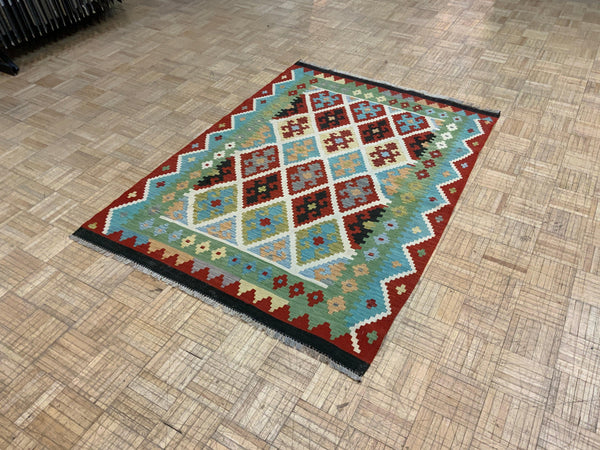 NEW 4ft. x 6ft. GEOMETRIC KILIM - David Tiftickjian & Sons