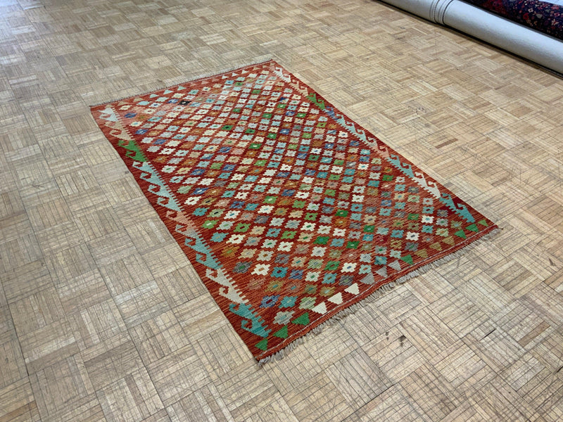 NEW 4ft. x 6ft. GEOMETRIC KILIM - David Tiftickjian & Sons