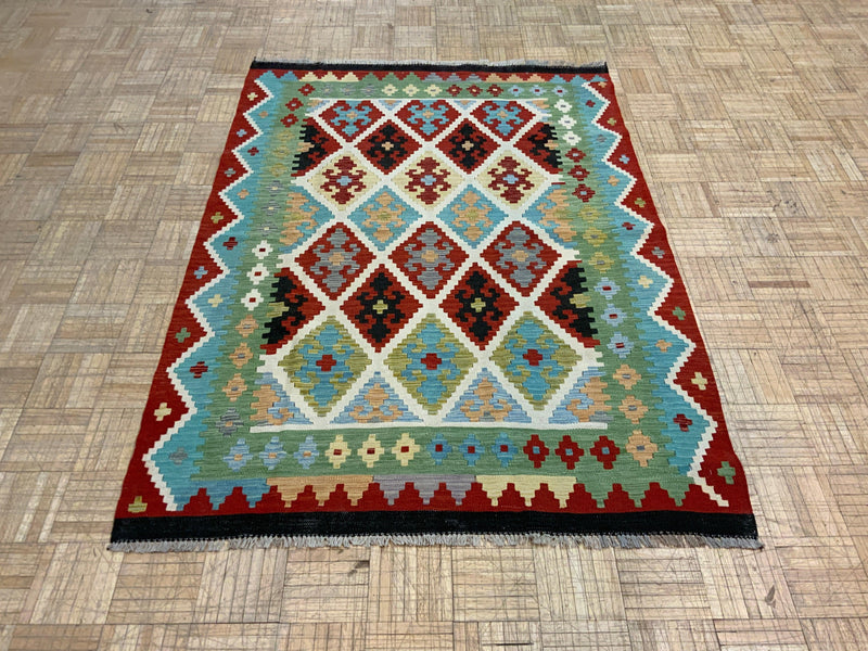 NEW 4ft. x 6ft. GEOMETRIC KILIM - David Tiftickjian & Sons