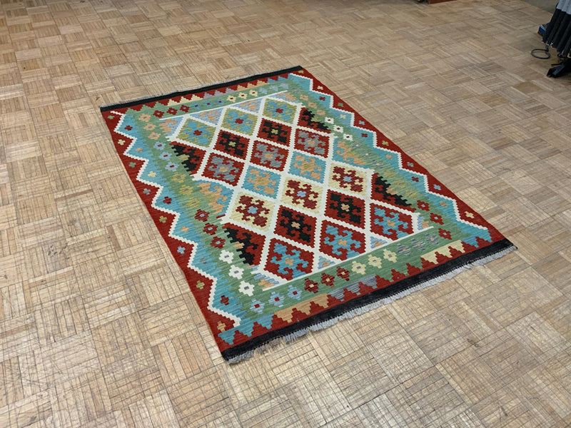 NEW 4ft. x 6ft. GEOMETRIC KILIM - David Tiftickjian & Sons
