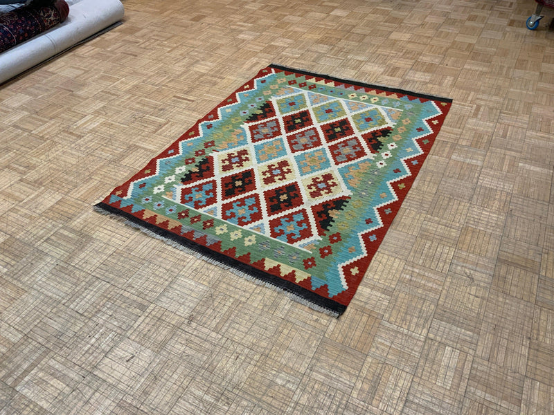 NEW 4ft. x 6ft. GEOMETRIC KILIM - David Tiftickjian & Sons