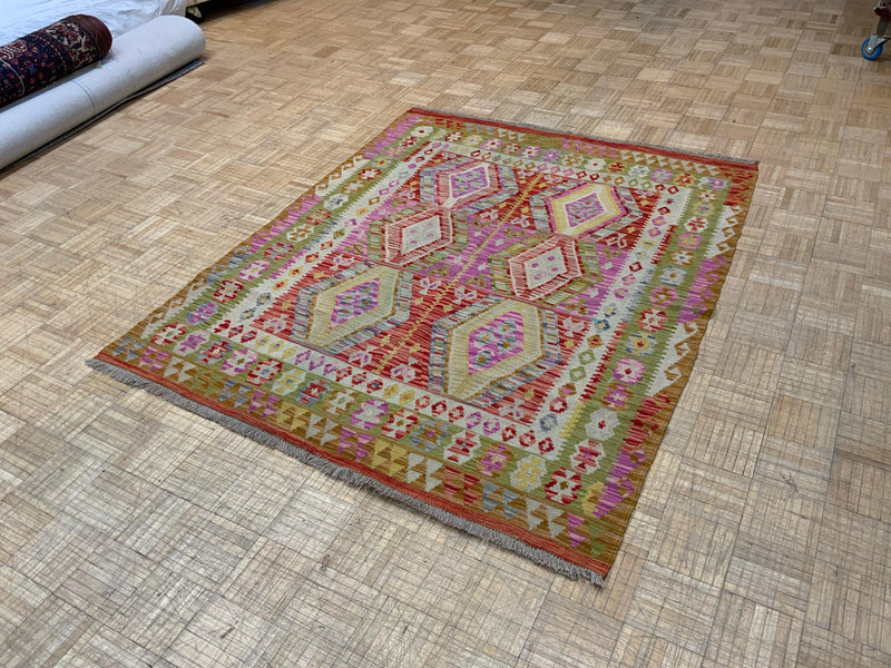NEW 5ft. x 6ft. GEOMETRIC KILIM - David Tiftickjian & Sons