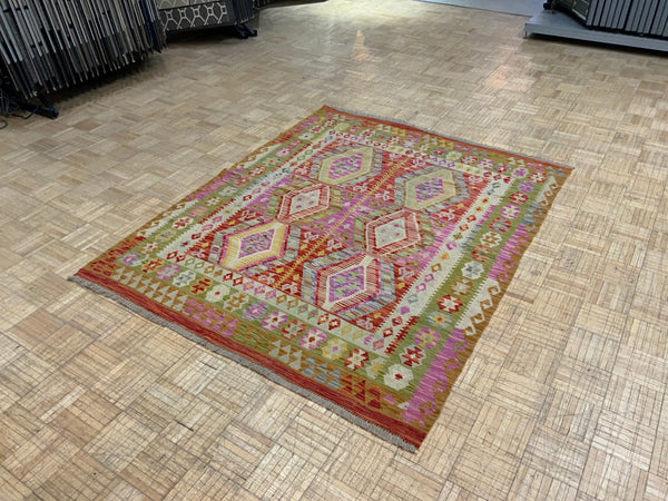 NEW 5ft. x 6ft. GEOMETRIC KILIM - David Tiftickjian & Sons