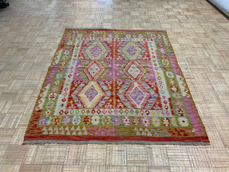 NEW 5ft. x 6ft. GEOMETRIC KILIM - David Tiftickjian & Sons