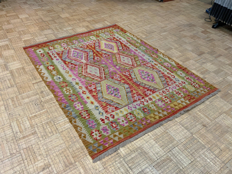 NEW 5ft. x 6ft. GEOMETRIC KILIM - David Tiftickjian & Sons